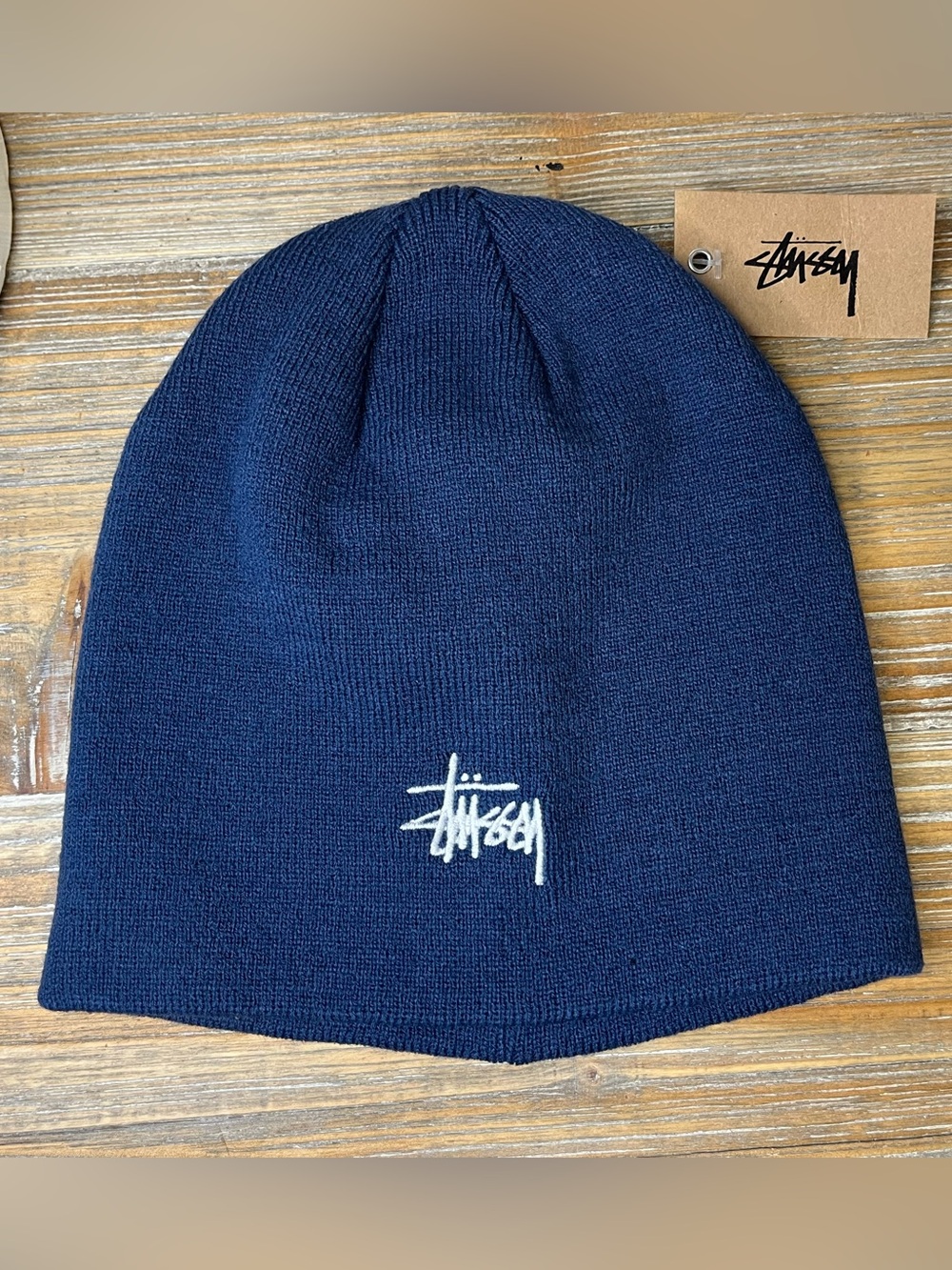 Stüssy Basic Skullcap Beanie Deep Blue | Navy Blue Knit Hat NWT
